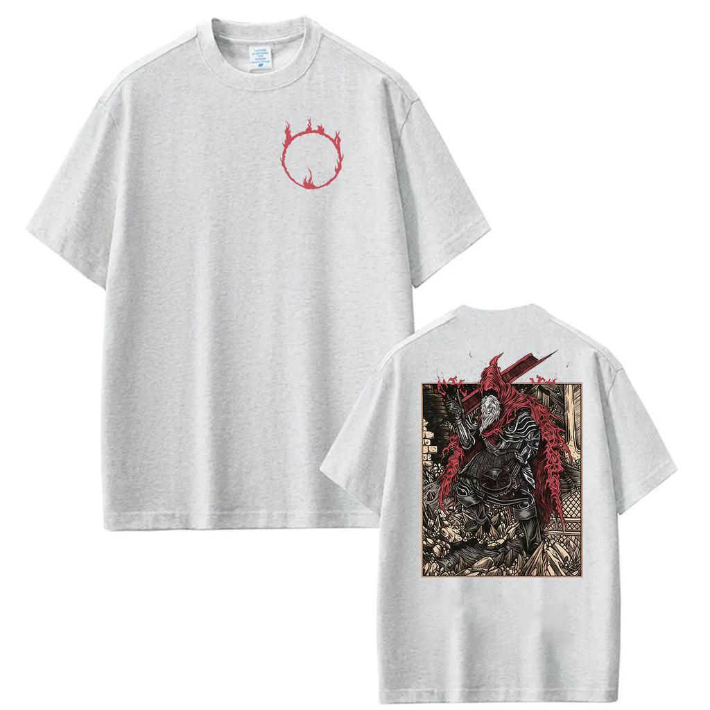 2026 Hot Game Dark Souls Slave Knight Gael Graphic T Shirt Men's Vintage Oversized Cotton T-shirts Y2k Harajuku Clothing T-shirt