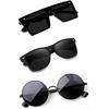 Sheomy Unisex Combo предлагает набор из 3 очков, солнцезащитные очки Square, прямоугольные, ретро, винтажные, узкие, женские::Мужчины,MESH-013