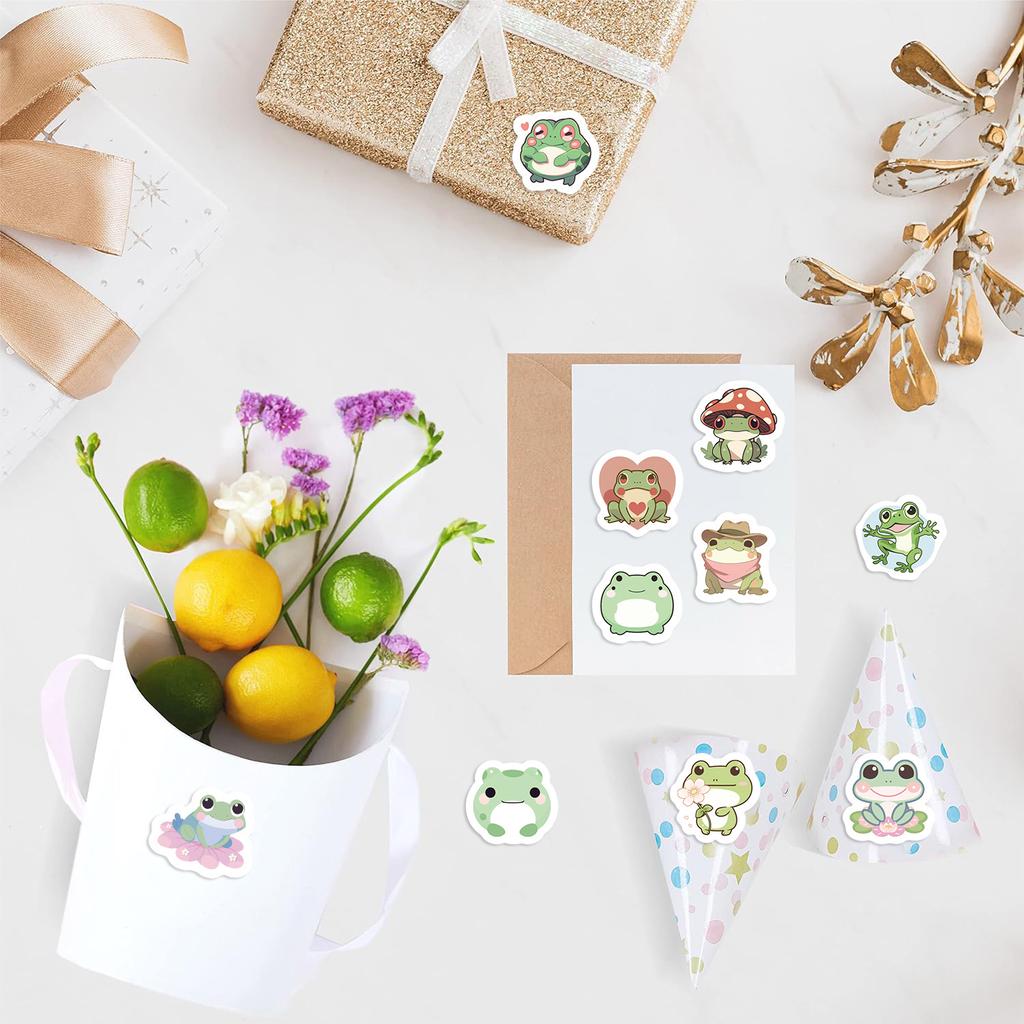 500 Pieces/roll Sticker Roll Sticker New Product Cartoon Frog Creative Handbook Material Self-adhesive Seal Sticker