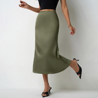 Женская атласная юбка с хвостом «рыбий хвост» на весну и лето