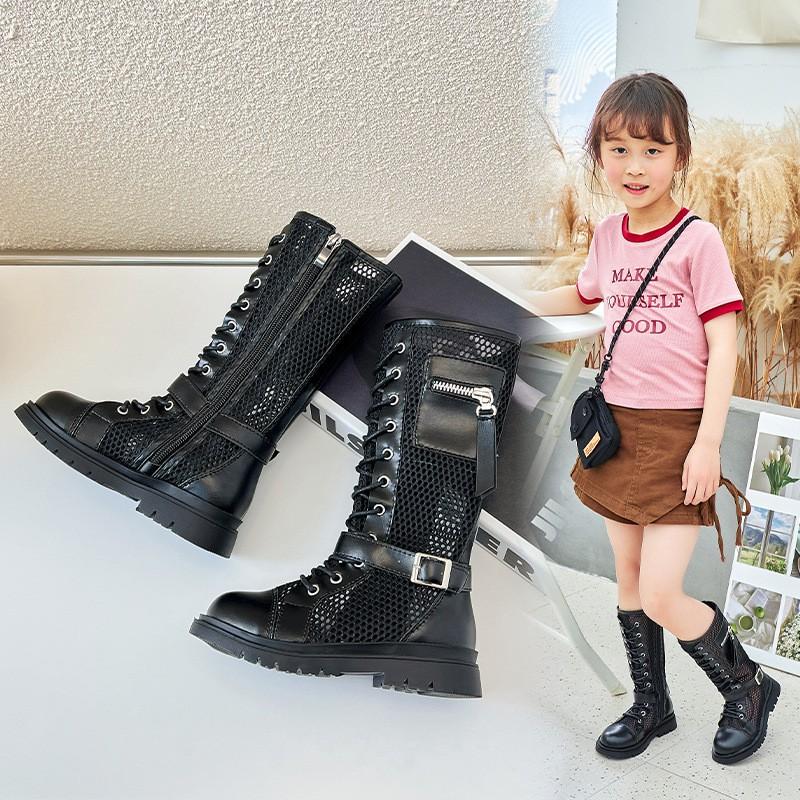 Girls High Shaft Ankle Boots Breathable Mesh Fashion Kids Ages 4-16