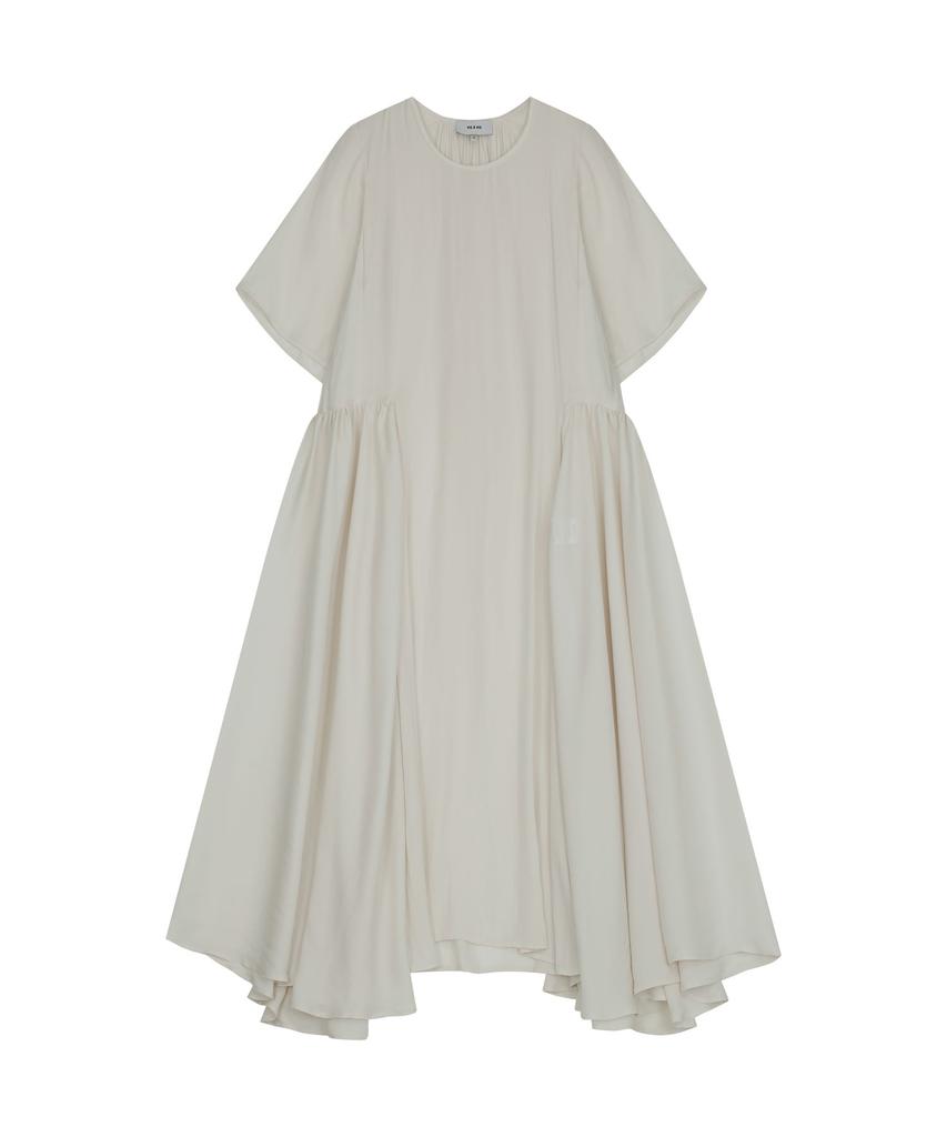 Visavi Half Sleeved Side Gathered Dress (Ivory)