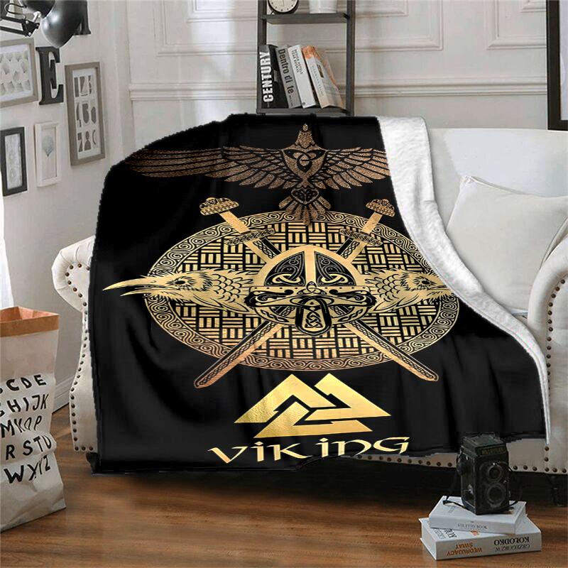 Nordic Mythology Flannel Blanket Soft All-Season Throw, Design for Camping, Car Travel, Hiking Sofa, Bed, Office Perfect Gift for Parties
