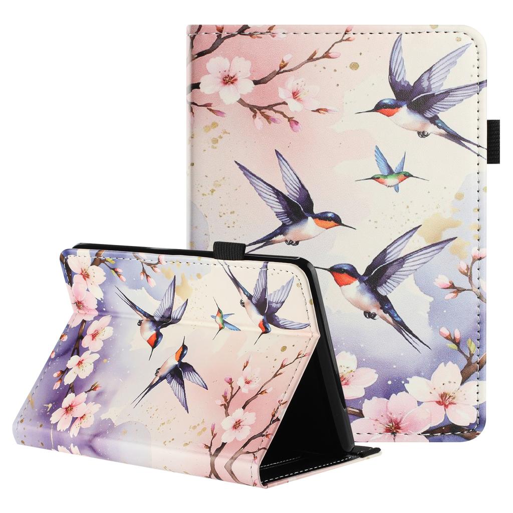 Для Amazon Kindle Paperwhite 6 (2024) Чехол для планшета с текстурой личи, печатным узором, кожаная обложка, автосон/пробуждение, с держателем для карт