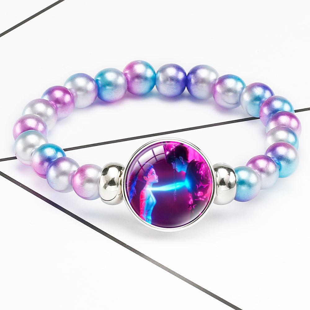 Браслет из бусин с плавным переходом цвета Rumi Zoey Mira Браслет с инкрустированным кристаллом Скрытая застежка Съемное эластичное украшение