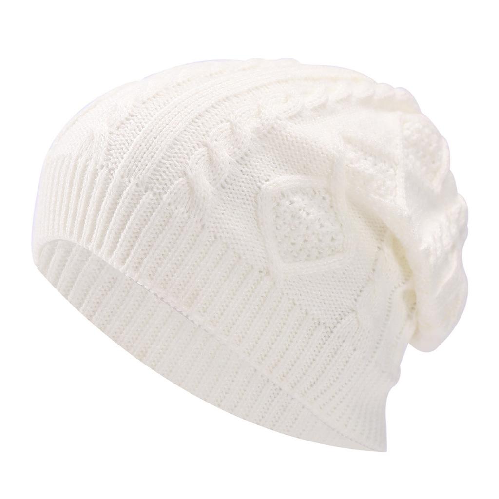 New Pleated Plus Fleece Women's Knitted Pullover Hat Autumn and Winter Diamond Ear Protection Warm Hat