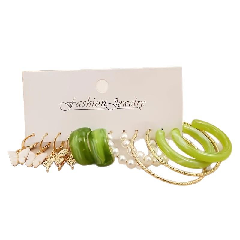 Hot-selling earrings set Metal twist butterfly acrylic earrings Creative simple earrings Geometric earrings