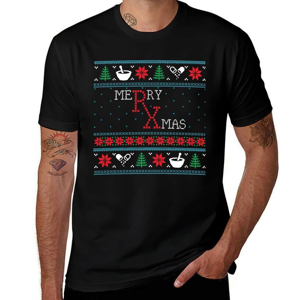Funny Pharmacist Pharmacy Ugly Christmas Xmas T-shirt Man Tshirt Man Graphic T Shirt T Shirt Man Designer T-shirt