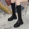 Женские осенне-зимние новые ботинки до колена на толстой подошве, высокие ботфорты, ботинки Мартин на тонких ремешках