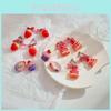 Серьги Торт с клубникой Очаровательные Девочки Сладкий Дизайн с Бантиком Клипсы для Непроколотых Ушей