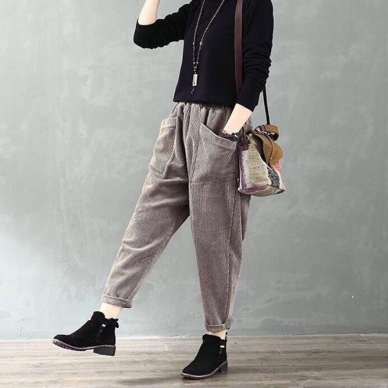 Зимние повседневные брюки из овечьей шерсти, женские модные свободные толстые спортивные штаны в полоску, женские корейские теплые простые элегантные брюки, новинка 2024 года