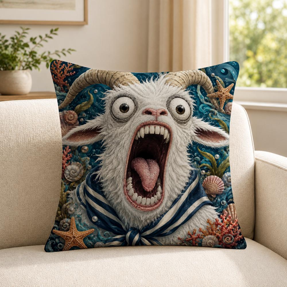 Чехол на подушку Мем VVintage SScreaming GGoat Мягкий короткий плюш Кожаный чехол для подушки для использования в различных ситуациях