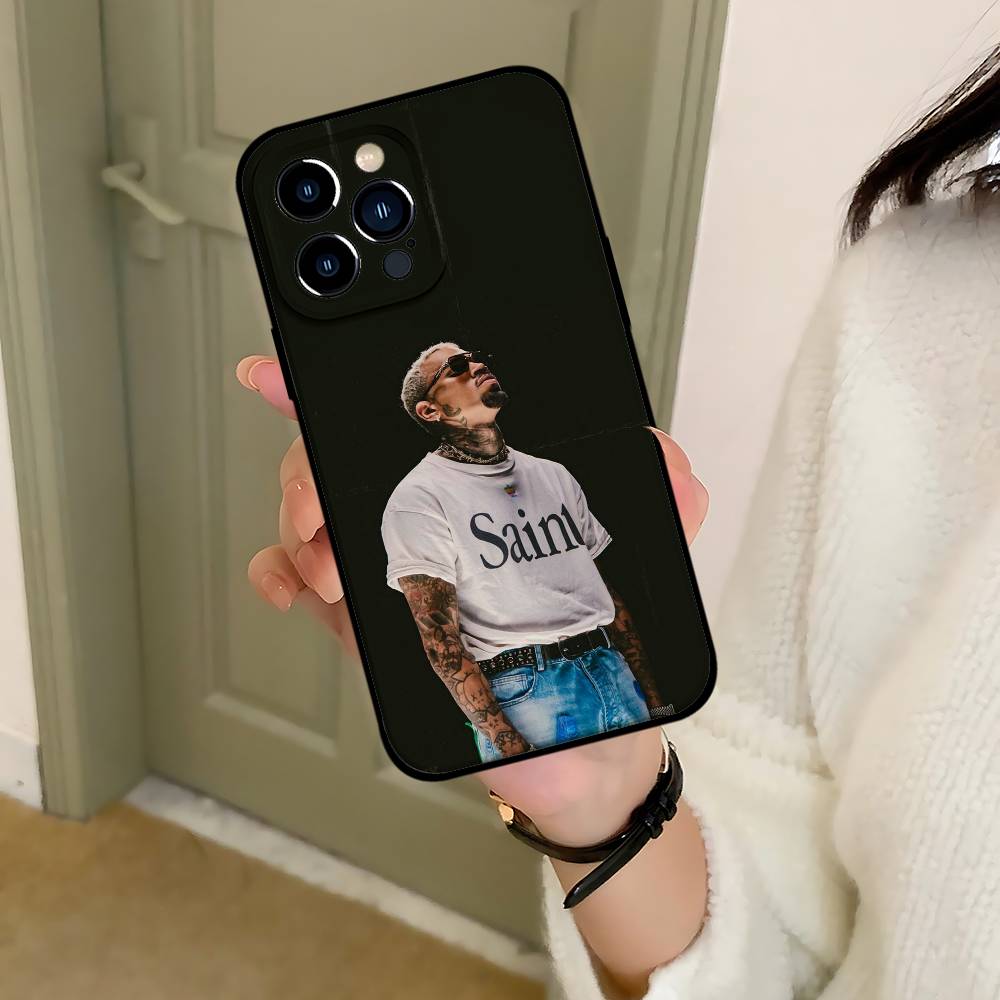 CB-Крис Браун-Черный чехол для телефона, подходящий для IPhone 17,16,15,11,13,14 Pro Max,Plus,X,Xr,Xs Max,13Mini
