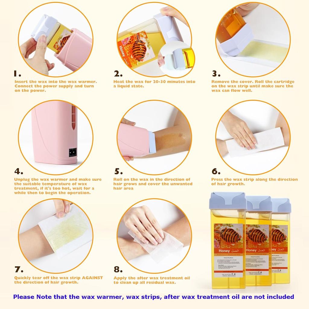 Roll On Refill Hair Removal Wax Painless Depilatory Wax Roller Honey Wax Body Hair Removal For Any Roll On Wax Warmer Cartridge