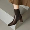 2024 Осень Зима Носки по щиколотку Обувь Женская Мода Короткие Сапоги Вязаные Короткие Сапоги Женские Слипоны На Высоком Каблуке Botas De Mujer