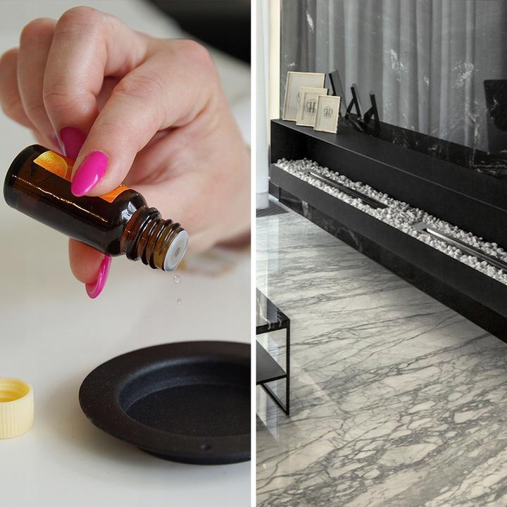 Bioethanol Fireplace 700 TÜV Left-sided with Decorative Stones Set