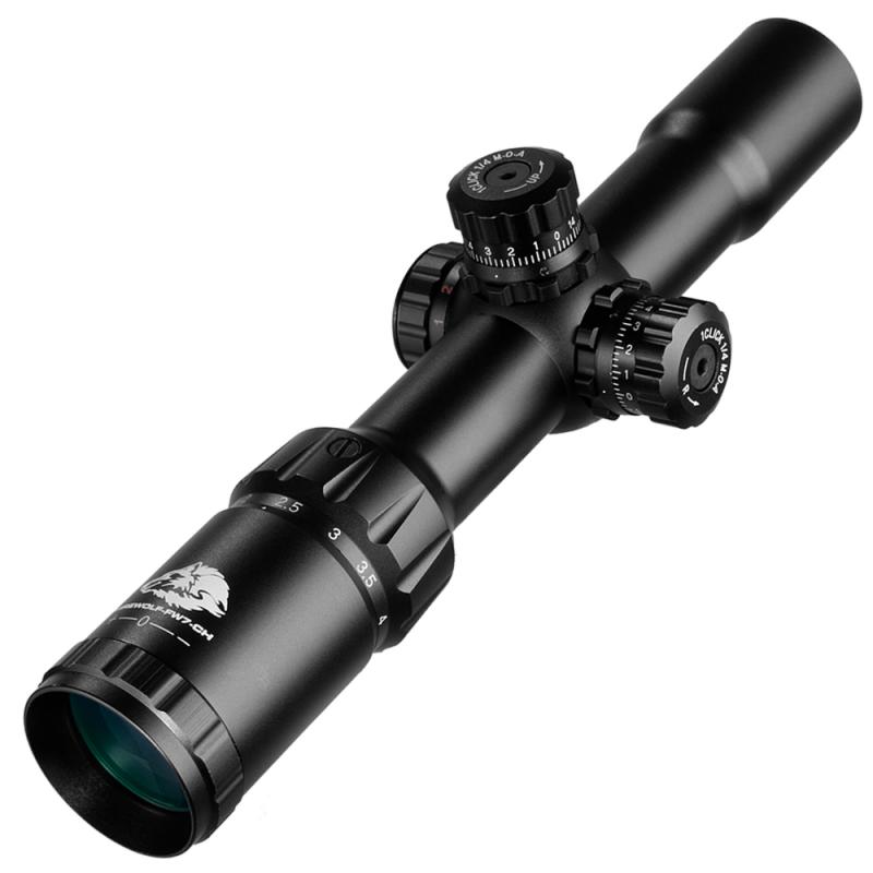 FIRE WOLF 1.5-4X30 Jacht Tactische Optische Scope Met Rood Groen Lichtgevend Kruis Torentje Locking Scope Range Scope