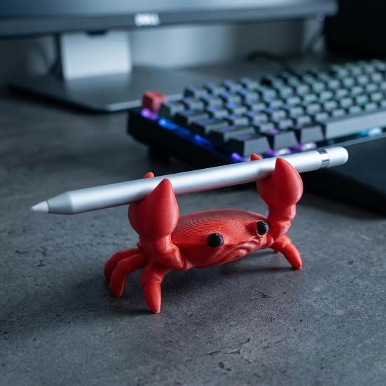 Nostalgie 3D Printed Crab Pen Holder, Cute Portable Cartoon Desk Organizer, Practical Home Decor Stationery Stand Figurine
