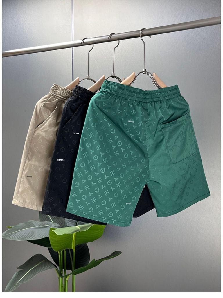 Мужские летние быстросохнущие пляжные шорты из ледяного шелка с принтом - Дышащие, Повседневные, Модные