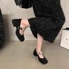 French Evening Single Shoes Black High Heels Women's Shoes 2025 New Spring and Autumn Winter Temperament Mary Jane Small Leather Shoes