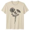 Minimalist Chrysanthemum Flower Bouquet TShirt Floral Line Art Birthday Gift