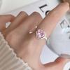 Fall In Love At First Sight, Pink Zirconium Love Open Ring, New Style, Trendy Light Luxury, High-End Sense, Niche Index Finger Ring For Women