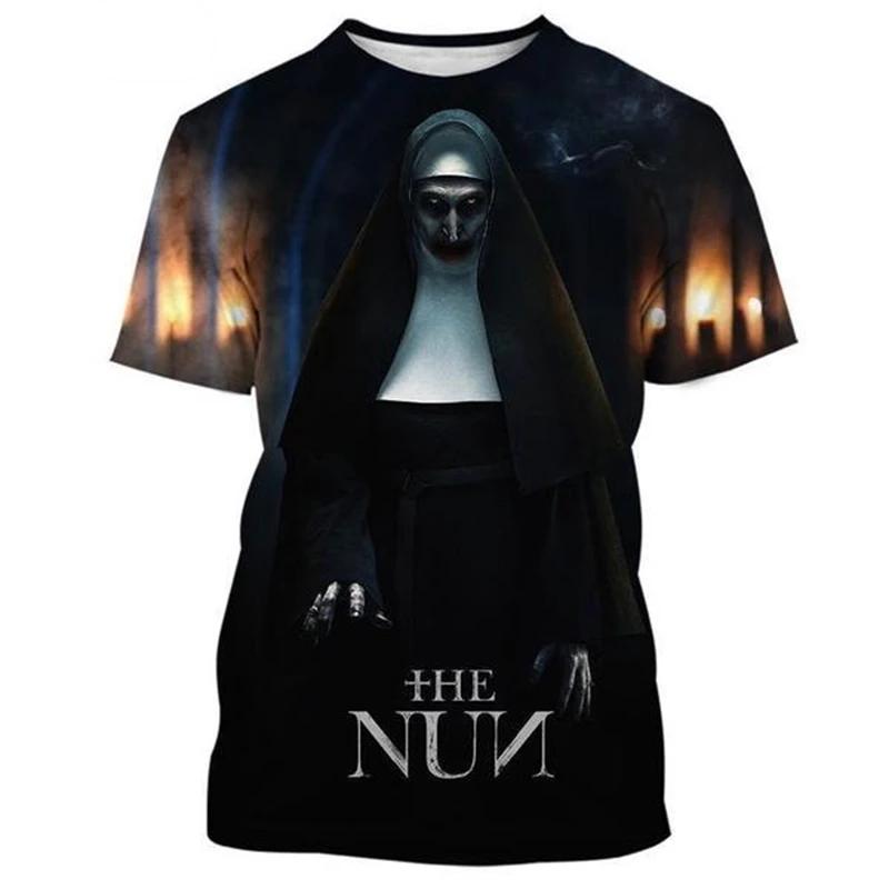 Horror Movie The Nun Graphic T-shirts 3D Print Men/Women Short Sleeve O-Neck T-shirt Oversized Streetwear Harajuku Tees Y2k Tops