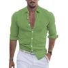 Fashion Men's Shirts Summer Cotton Linen Lapel Beach Shirt Long-sleeved Solid-coloured Shirts Casual Versatile Tops