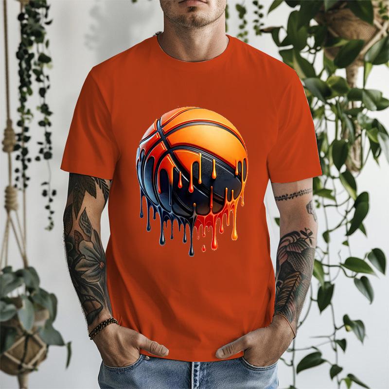 Unisexs Casual Loose Round Neck Short Sleeve Tshirt Basketball Print Modale Polyester Polyester Tshirt Ink Splatter Design