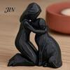 Moisture-proof Home Decor 3D Printed Girl with Dog Figurine Ornament, Minimalist Squatting Pose Pet Lover Gift Sculpture, Healing & Decoration,