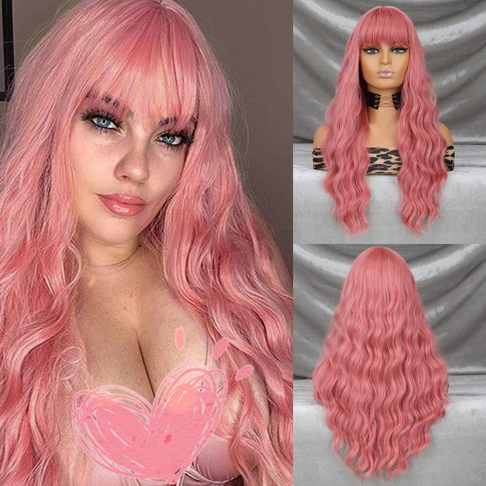 XINRAN Парик с длинными волнами, коричневый, средняя часть, черный, женский парик из синтетического высокотемпературного волокна, подходит для повседневного ношения, парики для косплея