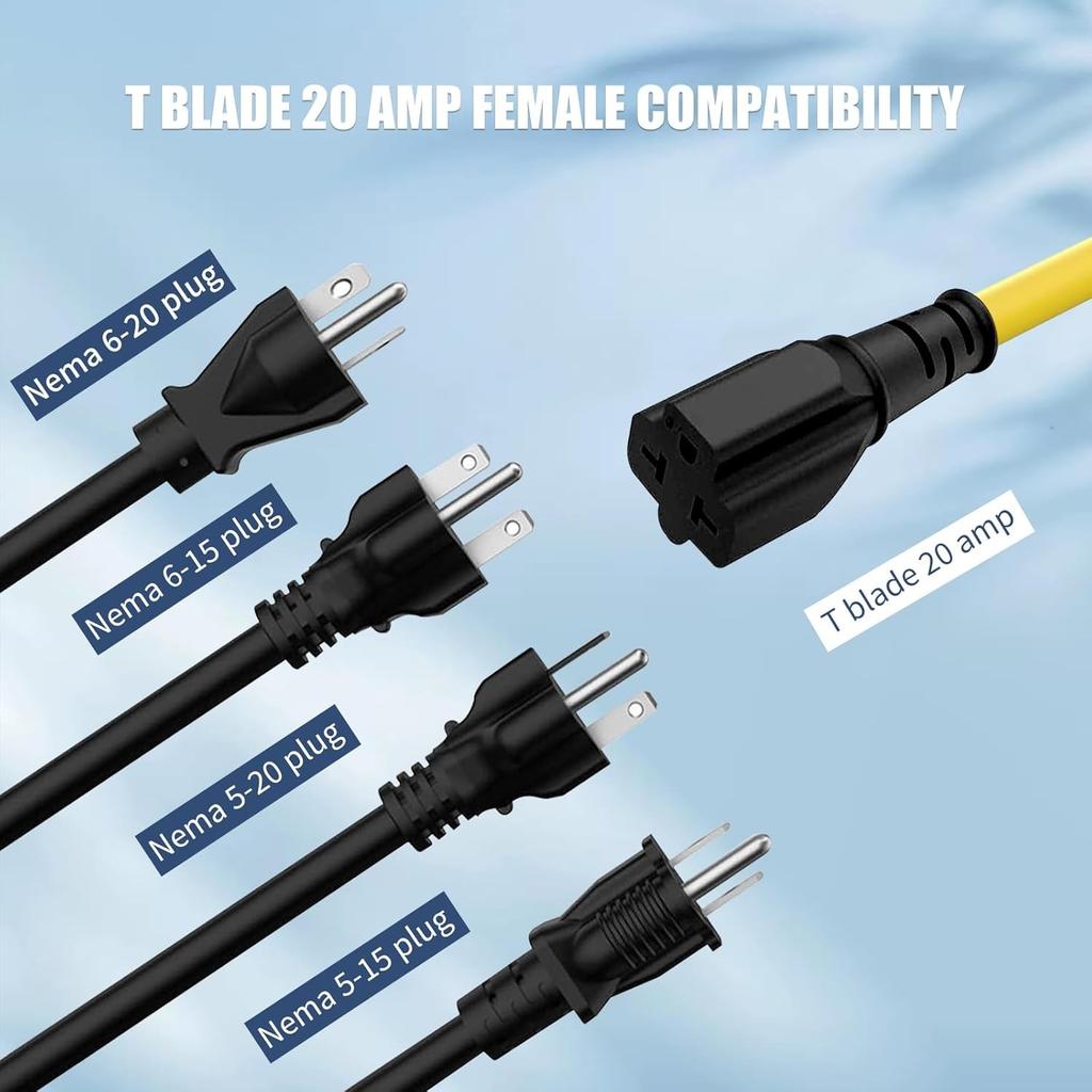 Удлинитель-адаптер 12AWG повышенной прочности 1 фут/32 см Nema 5-15P на 5-20R/6-15R/6-20R 15A 12