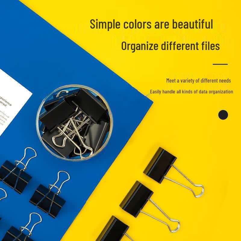 Deli 50mm Black Binder Clips (12-Pack)