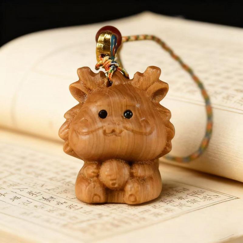 Cliff Cypress Zodiac Wood Carving Pendant Keychain