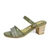 Fashion Slides High Up To 5cm Heel Summer 2024 Crystals Women's Slippers and Ladies Sandals Jewels Outside Gold H Sandal