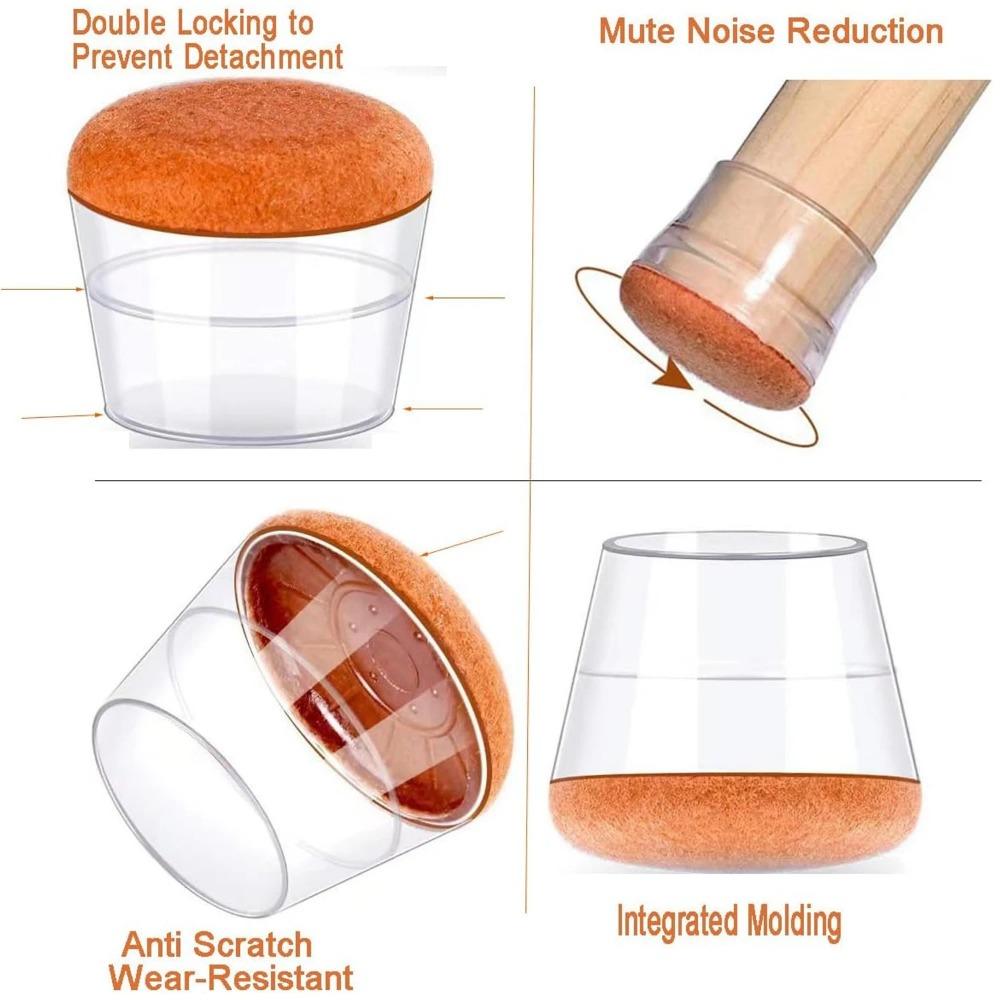 4-16 шт. прозрачные защитные колпачки для ножек стульев и столов, круглые колпачки для ножек мебели, напольные ползунки, нескользящие, с войлочными накладками