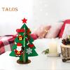 Felt Christmas Tree Mini Xmas Desktop Figurine DIY Tree Set with Santa Snowflake Cane Accessories for Toddlers