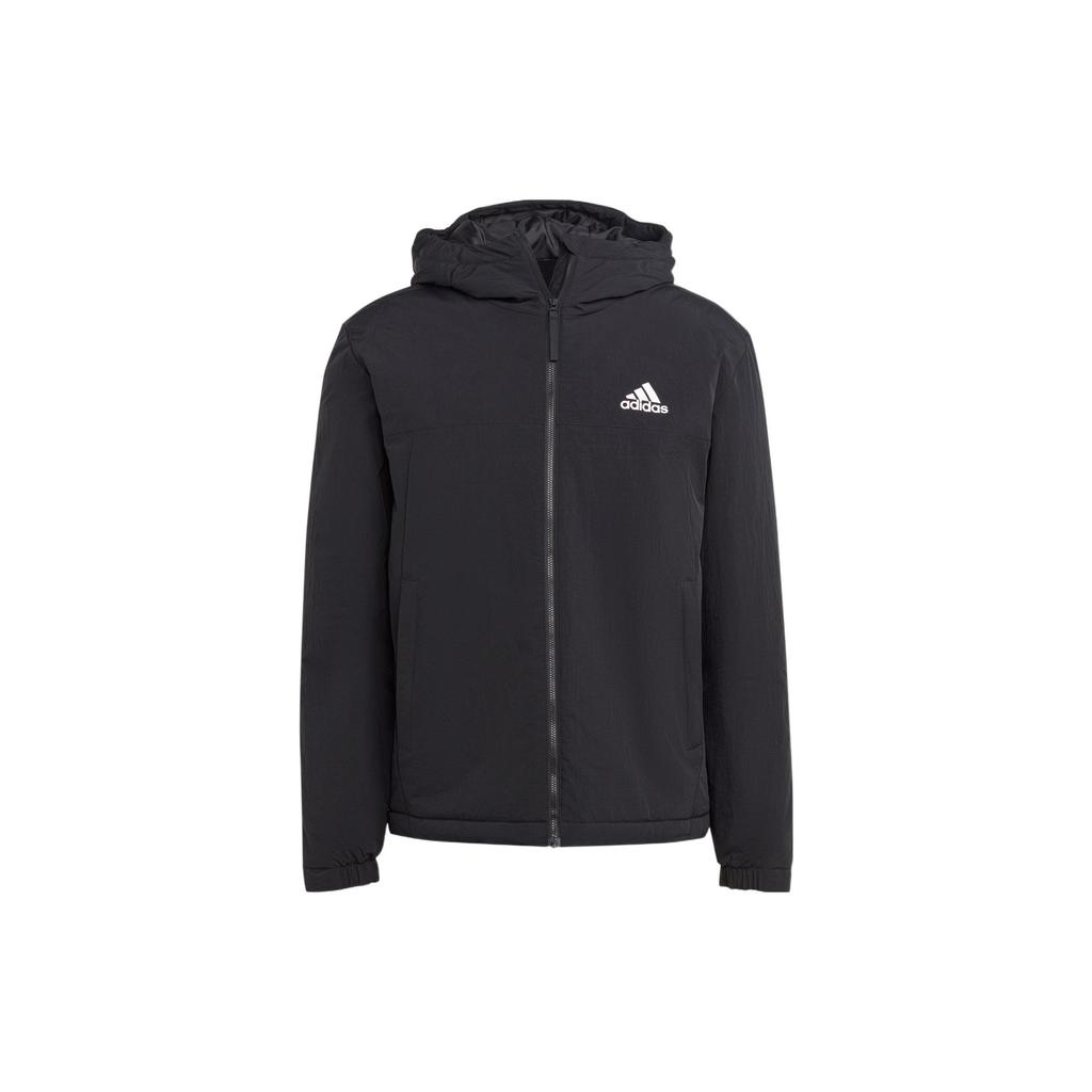 adidas Мужская куртка с капюшоном на молнии с принтом логотипа, черная HT8715