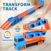 Transport Truck Toy 65-Inch Foldable Toddler Car Carrier for Boy Girl 9 In 1 Race Track and Die-Cast Truck Race Car Gift Vehicle