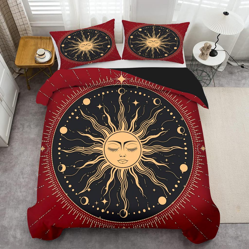 Mysterious Sun Pattern 3d Printed Quilt Cover Set Bohemian Exotic Style Bedding Cover Polyester Soft Comfortable Duvet Cover Set