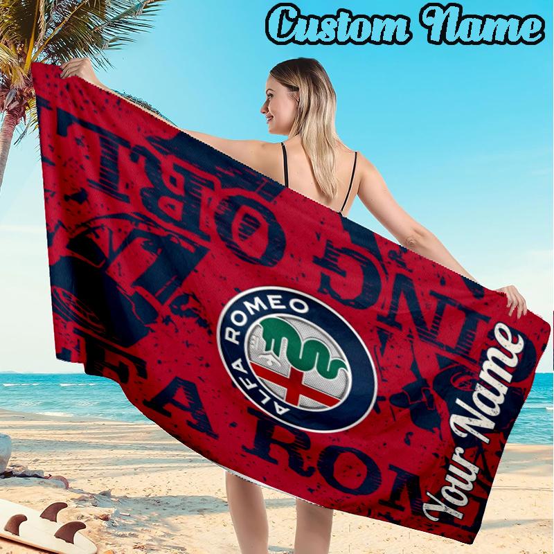 Custom Name Romeo Crest Beach Towel Soft Microfiber Fabric Bath Towels for Swimming Travel Camping, Outdoor essentials Gifts