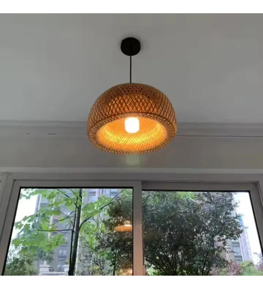 Rustic Wheat Fiber Pendant Light Natural Woven Ceiling Hanging Lamp with Handcrafted Texture Boho Farmhouse Overhead Lighting Fixture for Kitchen