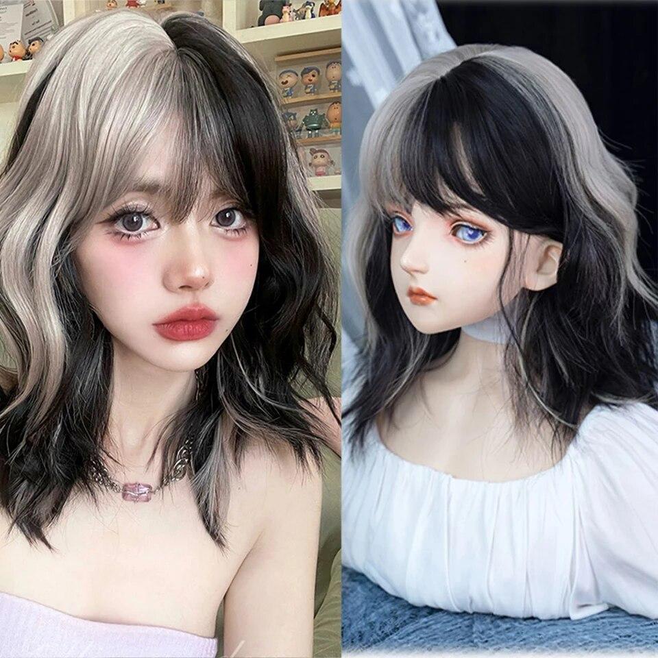 Длинный вьющийся синтетический парик с челкой по центру, темно-коричневый парик из натуральных вьющихся волос, женский парик для косплея, парик из термостойкого волокна