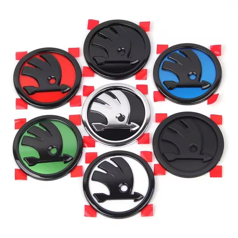 SIEN3 Automotive Interior Stickers For Skoda Rustproof Anti-Corrosion S Letter 8-10cm Front Hood Rear Trunk Sticker Anti Collision