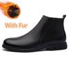 Chelsea Winter Black Mens Boots Натуральная кожа Офисные ботинки Модная дизайнерская обувь Мужская теплая зимняя обувь без застежек из коровьей кожи