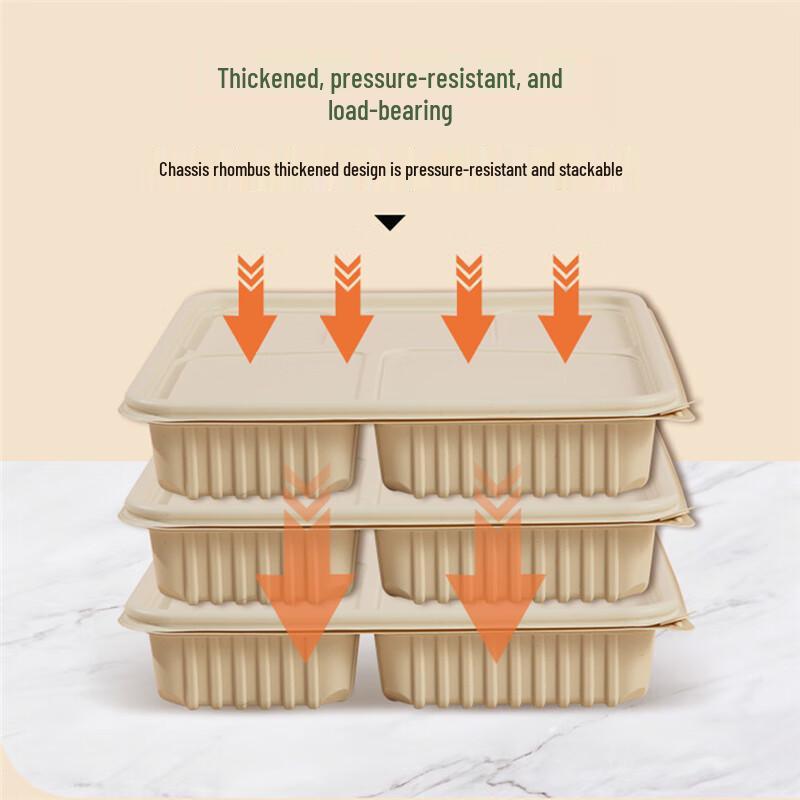 Degradable Three-Compartment Corn Starch Meal Boxes