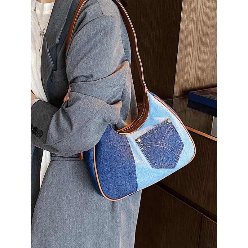 Модный дизайн Sense Denim Underarm Bag Популярные взрывные сумки Женская новая сумка Niche Light Luxury Single Shoulder Pack