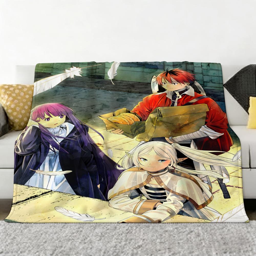 Anime S-Sousou n-no F-Frieren Throw Soft Cozy Flannel Throw Blanket for Sofa Bedroom and More