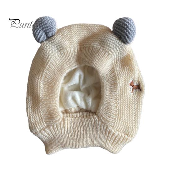 Children Hat Winter Pet Cap Knitted High Elasticity Keep Warm Solid Color Ear Decor Toddler Boys Girls Beanie Photo Prop Headwear