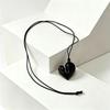 Korean Blogger Same Style Heart Pendant Necklace, Black Long Sweater Chain, Women's Accessory Collarbone Chain Necklace Jewelry